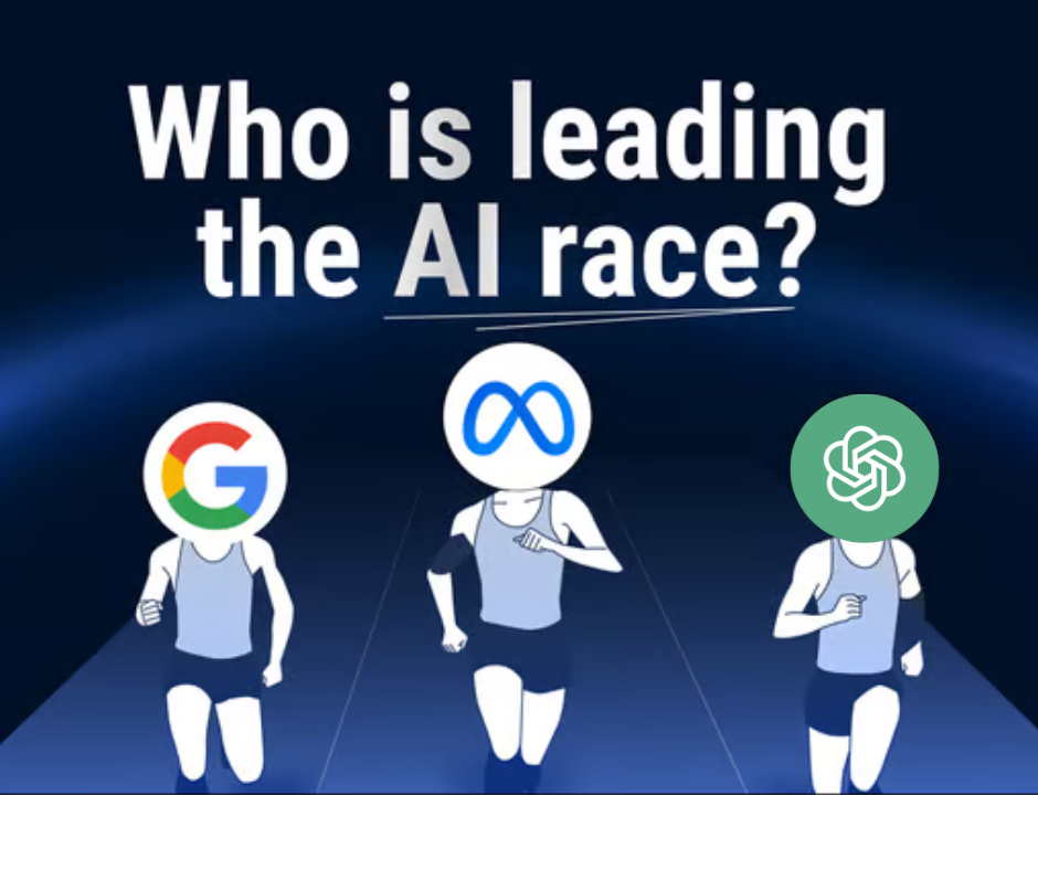 Comparison chart of OpenAI vs Google vs Meta in AI race 2025